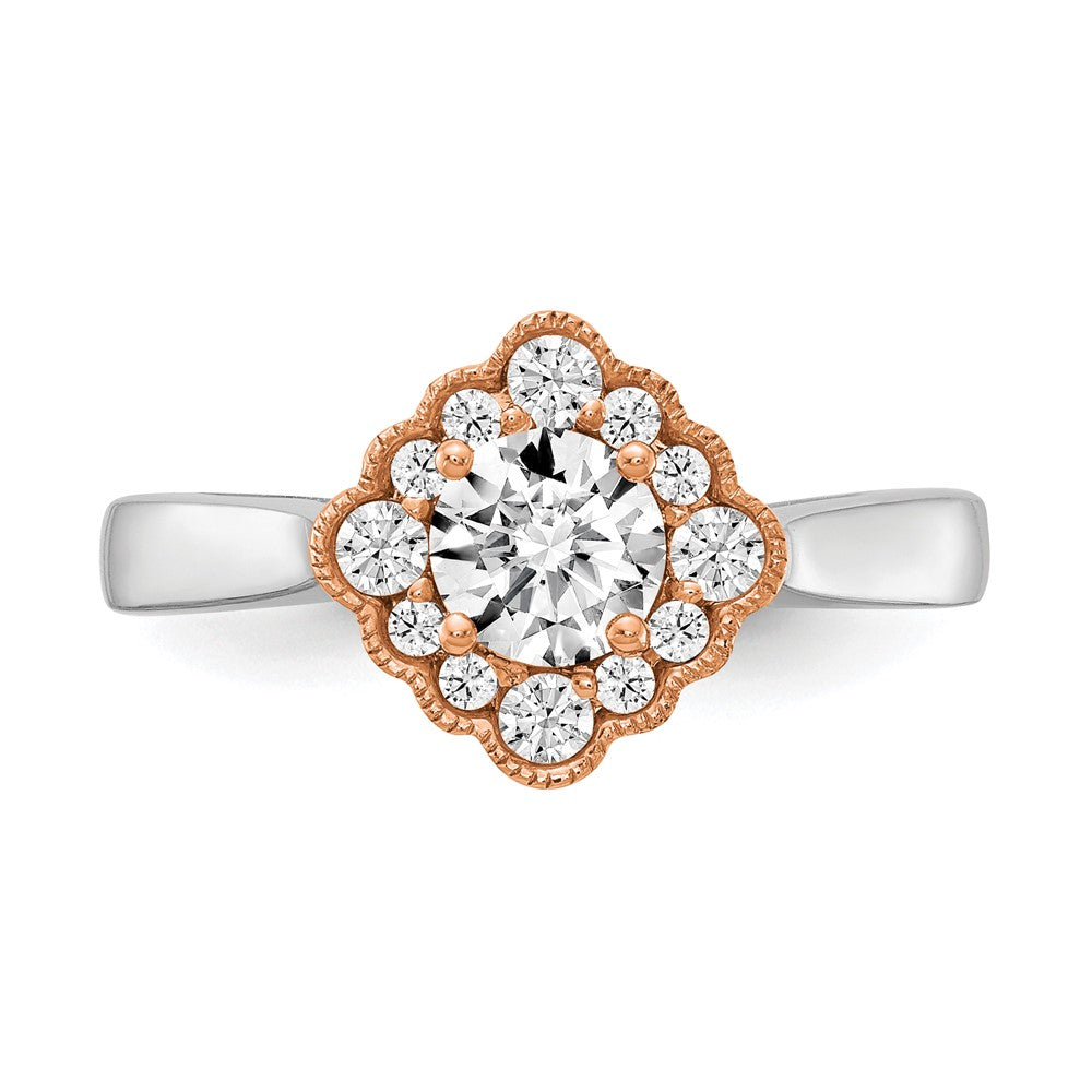 True Origin and Lab Grown Diamond VS+ F+ Semi-Mount Round Halo Engagement Ring