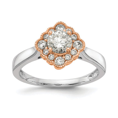 True Origin and Lab Grown Diamond VS+ F+ Semi-Mount Round Halo Engagement Ring