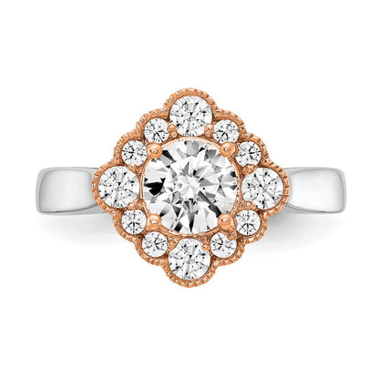 True Origin and Lab Grown Diamond VS+ F+ Semi-Mount Round Halo Engagement Ring