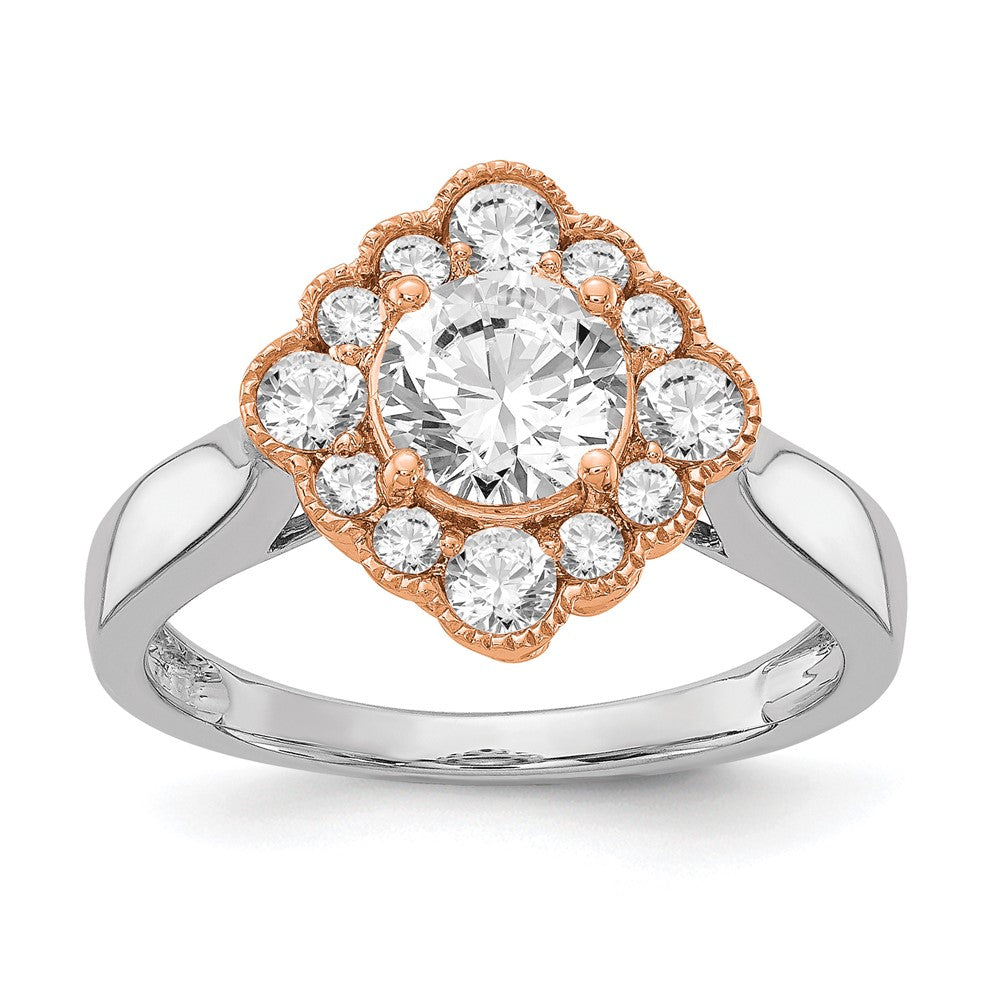 True Origin and Lab Grown Diamond VS+ F+ Semi-Mount Round Halo Engagement Ring