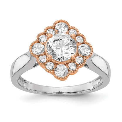 True Origin and Lab Grown Diamond VS+ F+ Semi-Mount Round Halo Engagement Ring
