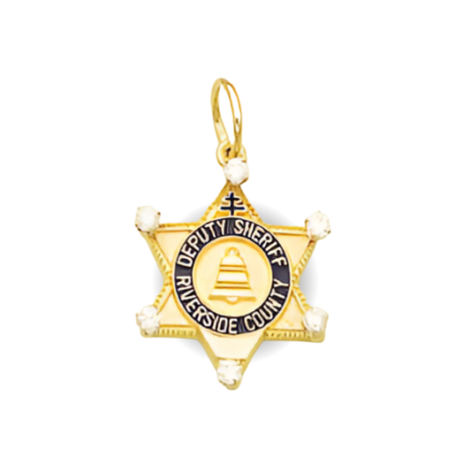 Riverside Sheriff Department Small Badge Star Pendant With Diamond - Gold