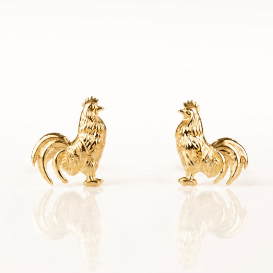 Rooster Stud Earrings - Gold