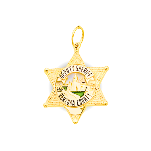 Ventura County Sheriff Department Small Badge Pendant With Diamond - Gold