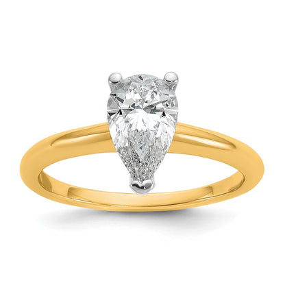 Certified Lab Grown Diamond VS/SI+ G+ Pear Solitaire Complete Engagement Ring