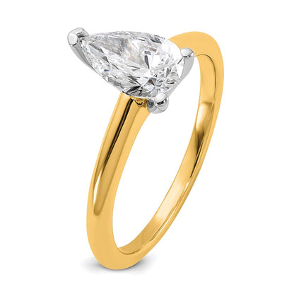 Certified Lab Grown Diamond VS/SI+ G+ Pear Solitaire Complete Engagement Ring