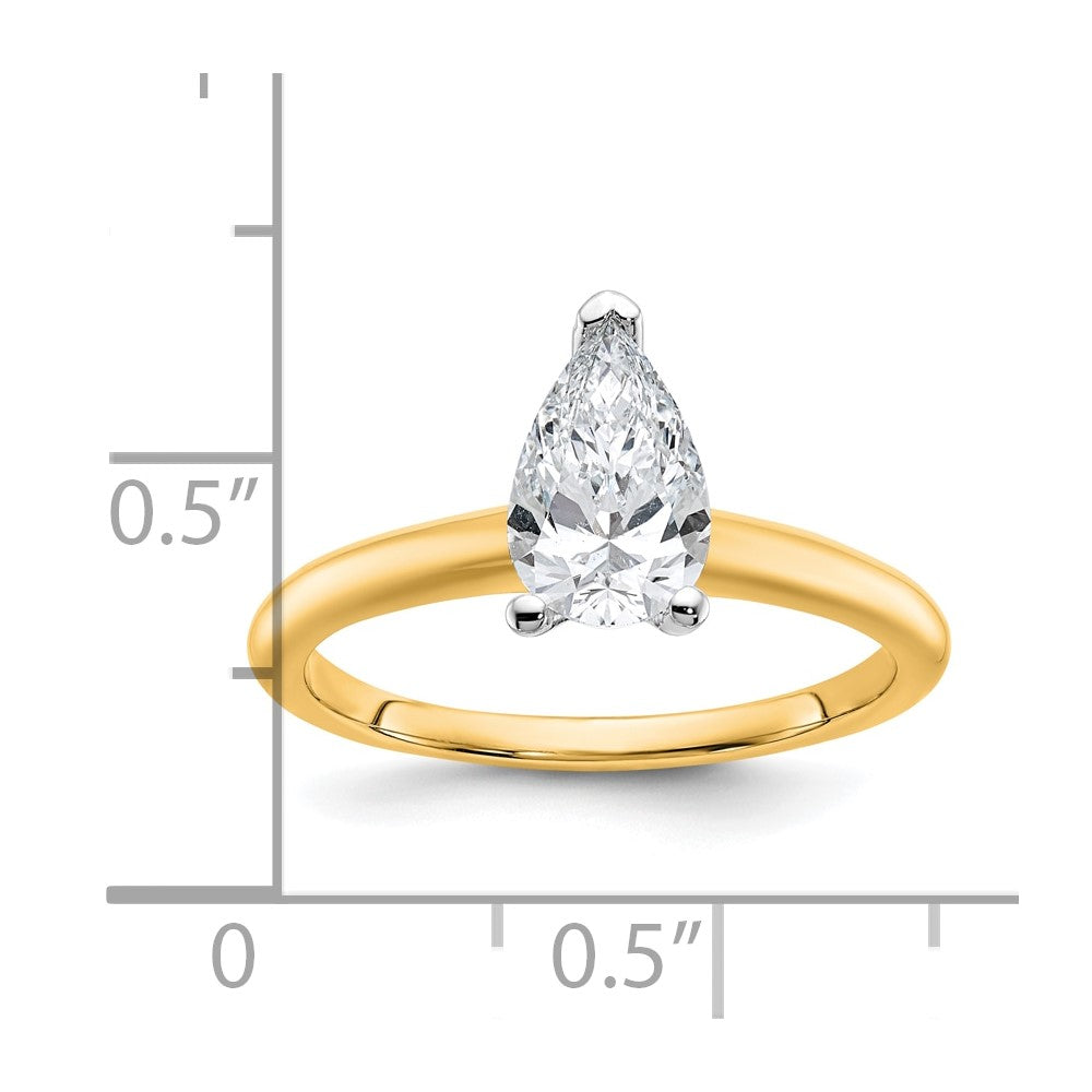Certified Lab Grown Diamond VS/SI+ G+ Pear Solitaire Complete Engagement Ring