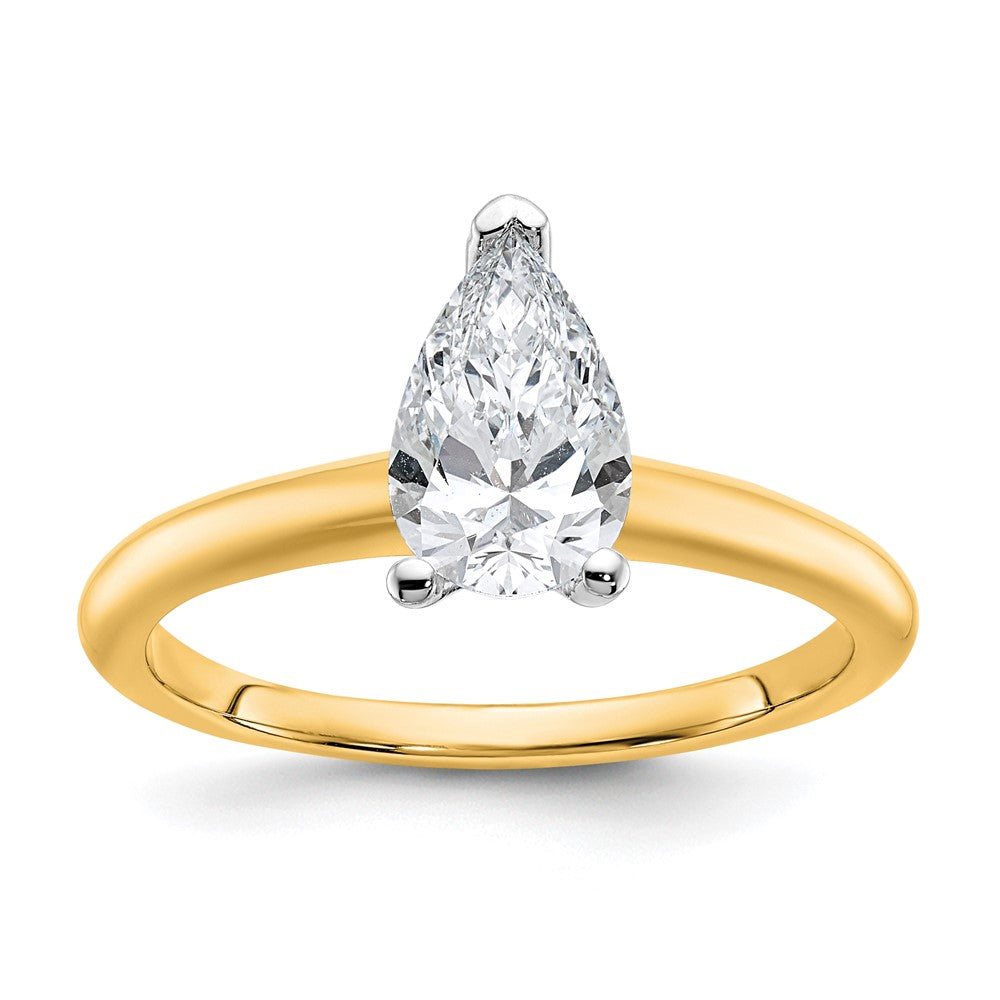 Certified Lab Grown Diamond VS/SI+ G+ Pear Solitaire Complete Engagement Ring