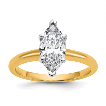 Certified Lab Grown Diamond VS/SI+ G+ Marquise Solitaire Complete Engagement Ring