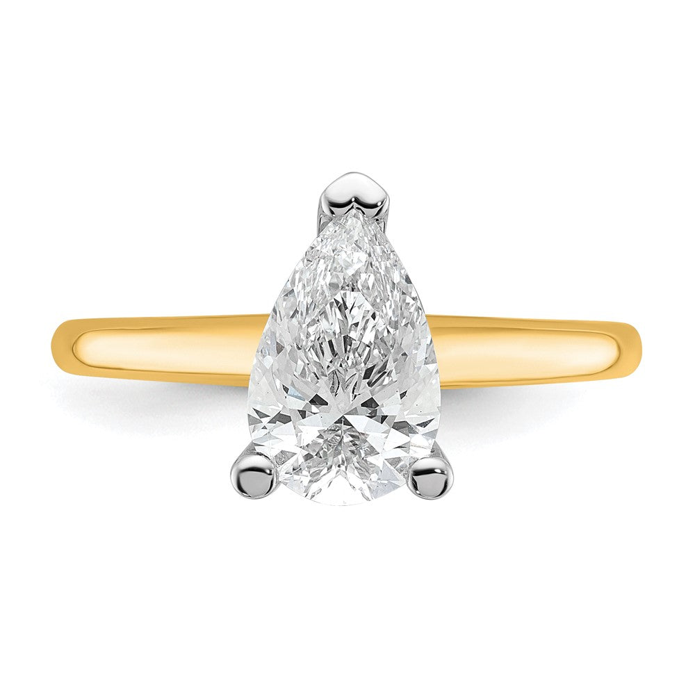 Certified Lab Grown Diamond VS/SI+ G+ Pear Solitaire Complete Engagement Ring