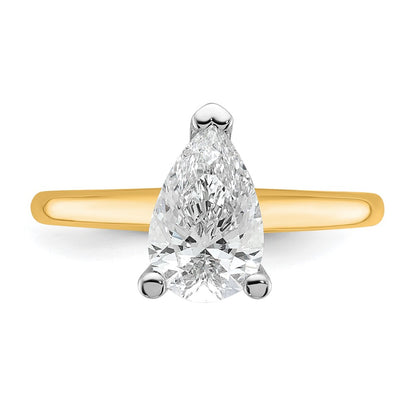 Certified Lab Grown Diamond VS/SI+ G+ Pear Solitaire Complete Engagement Ring