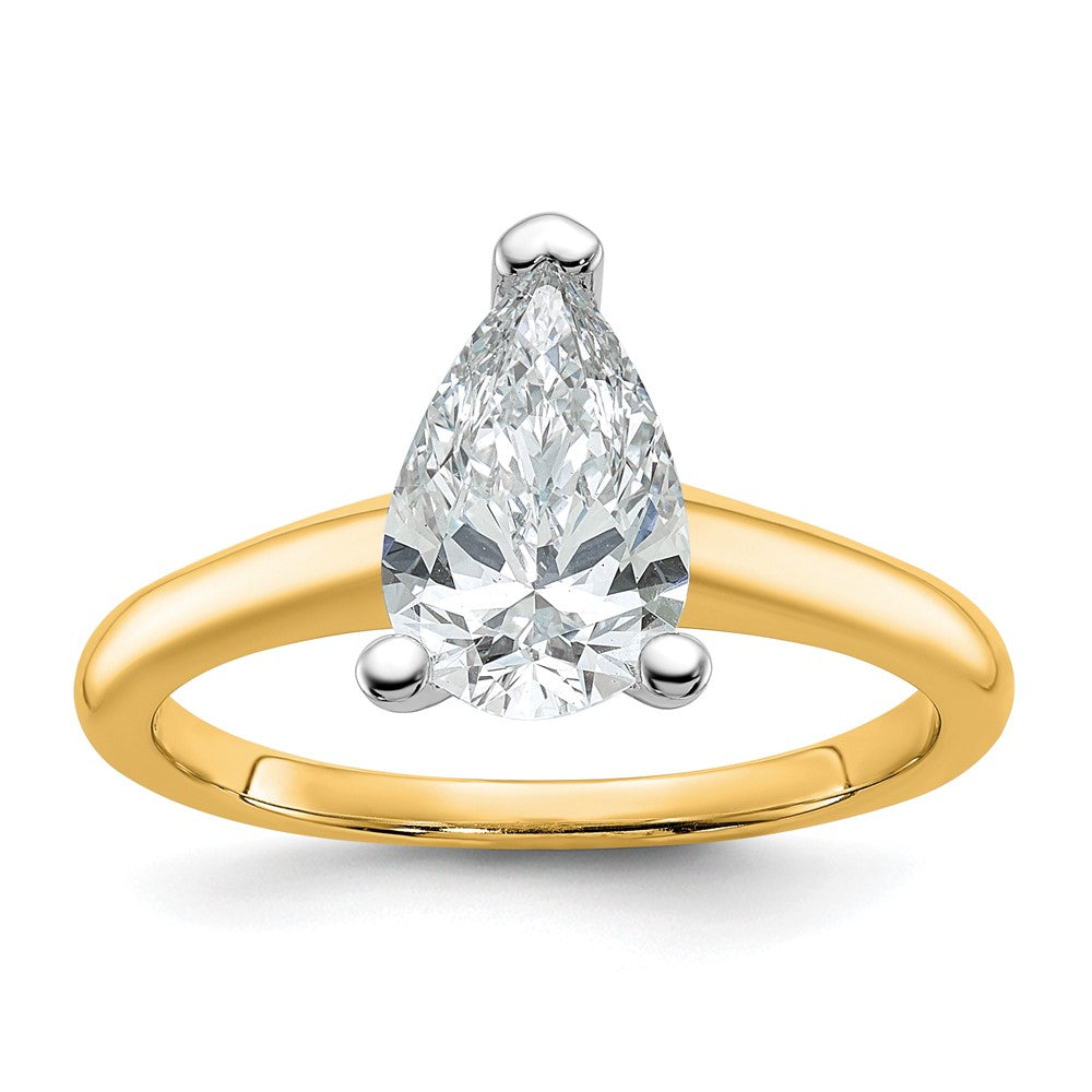 Certified Lab Grown Diamond VS/SI+ G+ Pear Solitaire Complete Engagement Ring