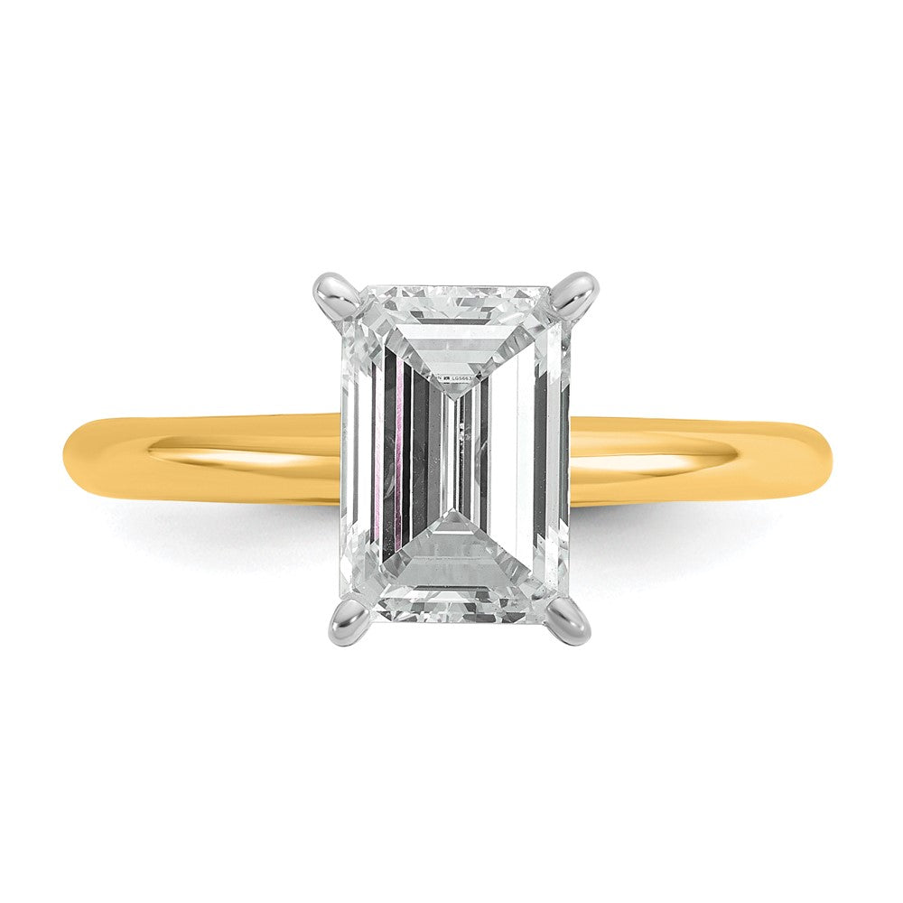 Certified Lab Grown Diamond VS+ F+ Emerald Solitaire Complete Engagement Ring