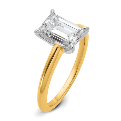 Certified Lab Grown Diamond VS+ F+ Emerald Solitaire Complete Engagement Ring