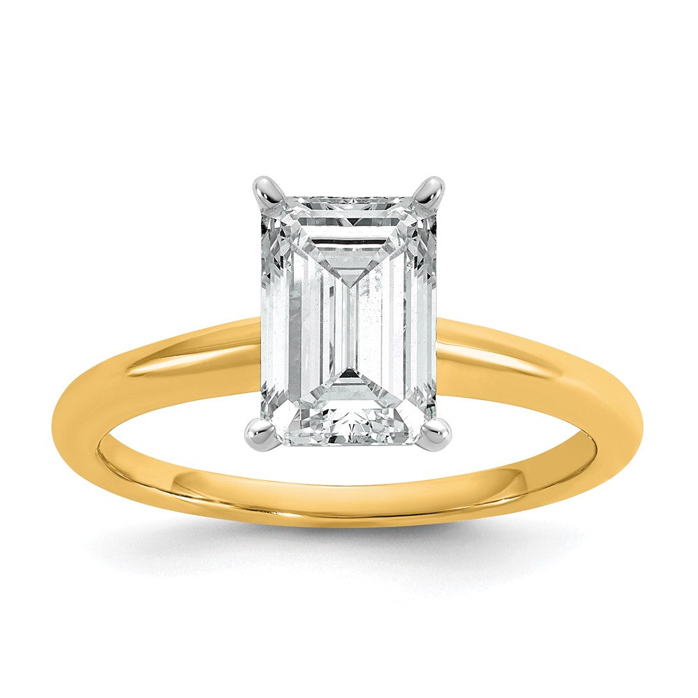 Certified Lab Grown Diamond VS+ F+ Emerald Solitaire Complete Engagement Ring
