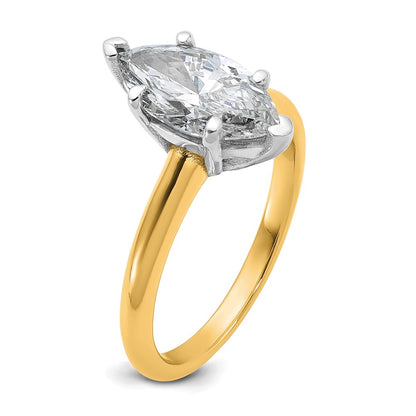 Certified Lab Grown Diamond VS+ F+ Marquise Solitaire Complete Engagement Ring