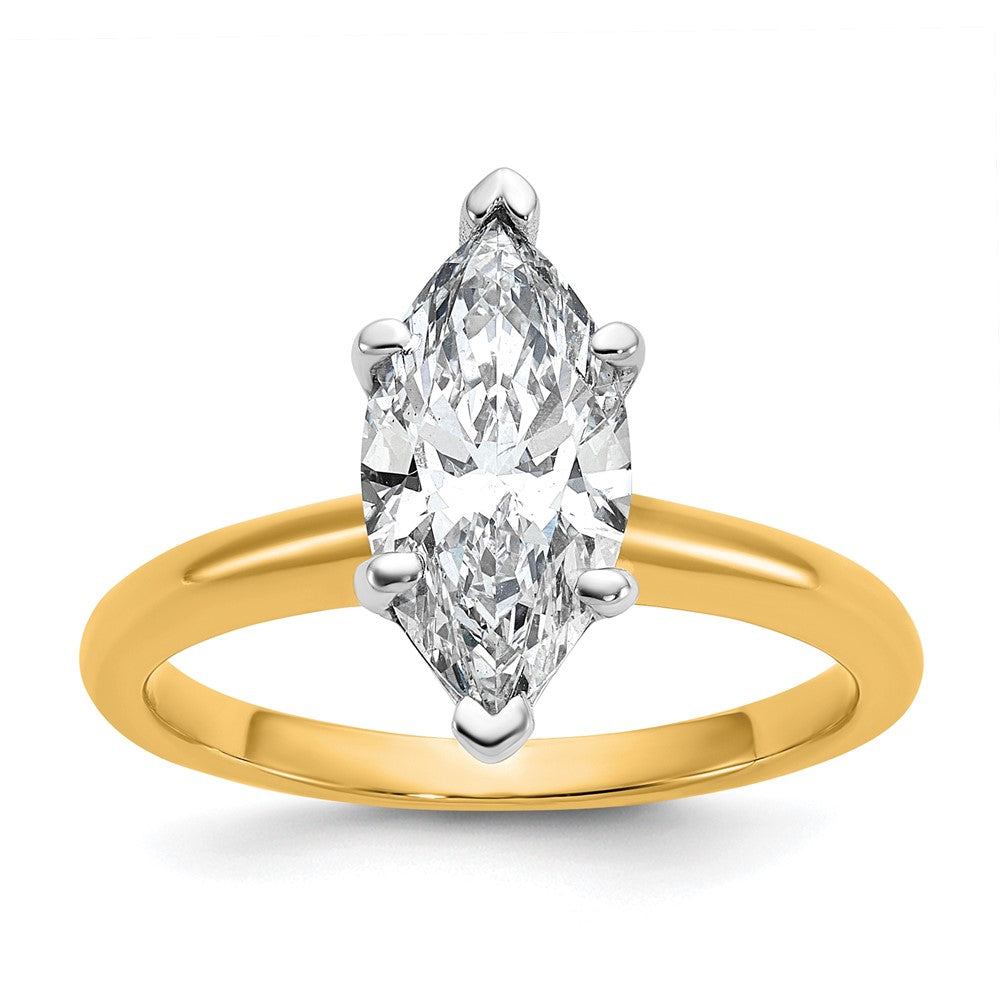 Certified Lab Grown Diamond VS+ F+ Marquise Solitaire Complete Engagement Ring