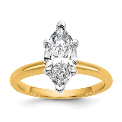 Certified Lab Grown Diamond VS+ F+ Marquise Solitaire Complete Engagement Ring