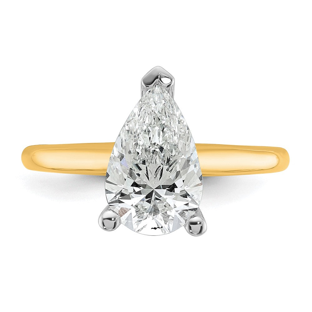 Certified Lab Grown Diamond VS/SI+ G+ Pear Solitaire Complete Engagement Ring