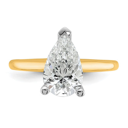 Certified Lab Grown Diamond VS/SI+ G+ Pear Solitaire Complete Engagement Ring