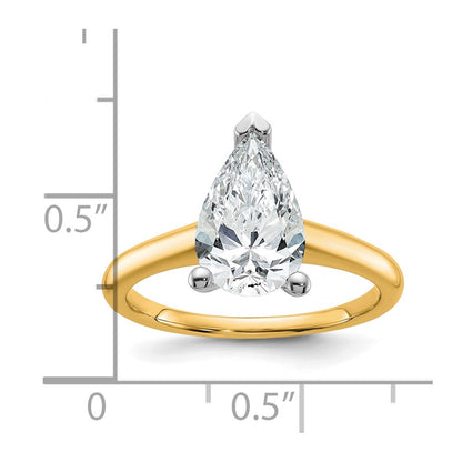 Certified Lab Grown Diamond VS/SI+ G+ Pear Solitaire Complete Engagement Ring