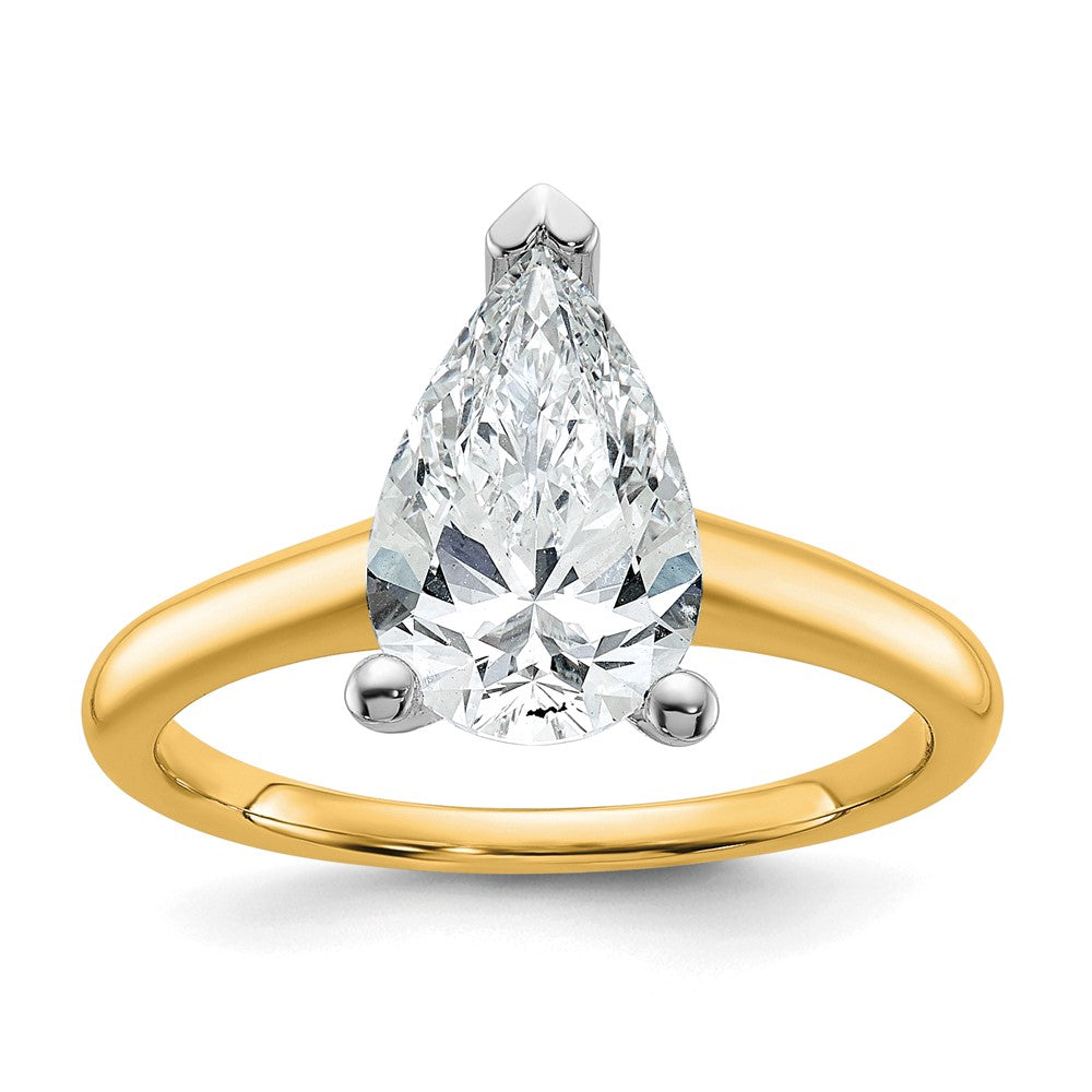 Certified Lab Grown Diamond VS/SI+ G+ Pear Solitaire Complete Engagement Ring