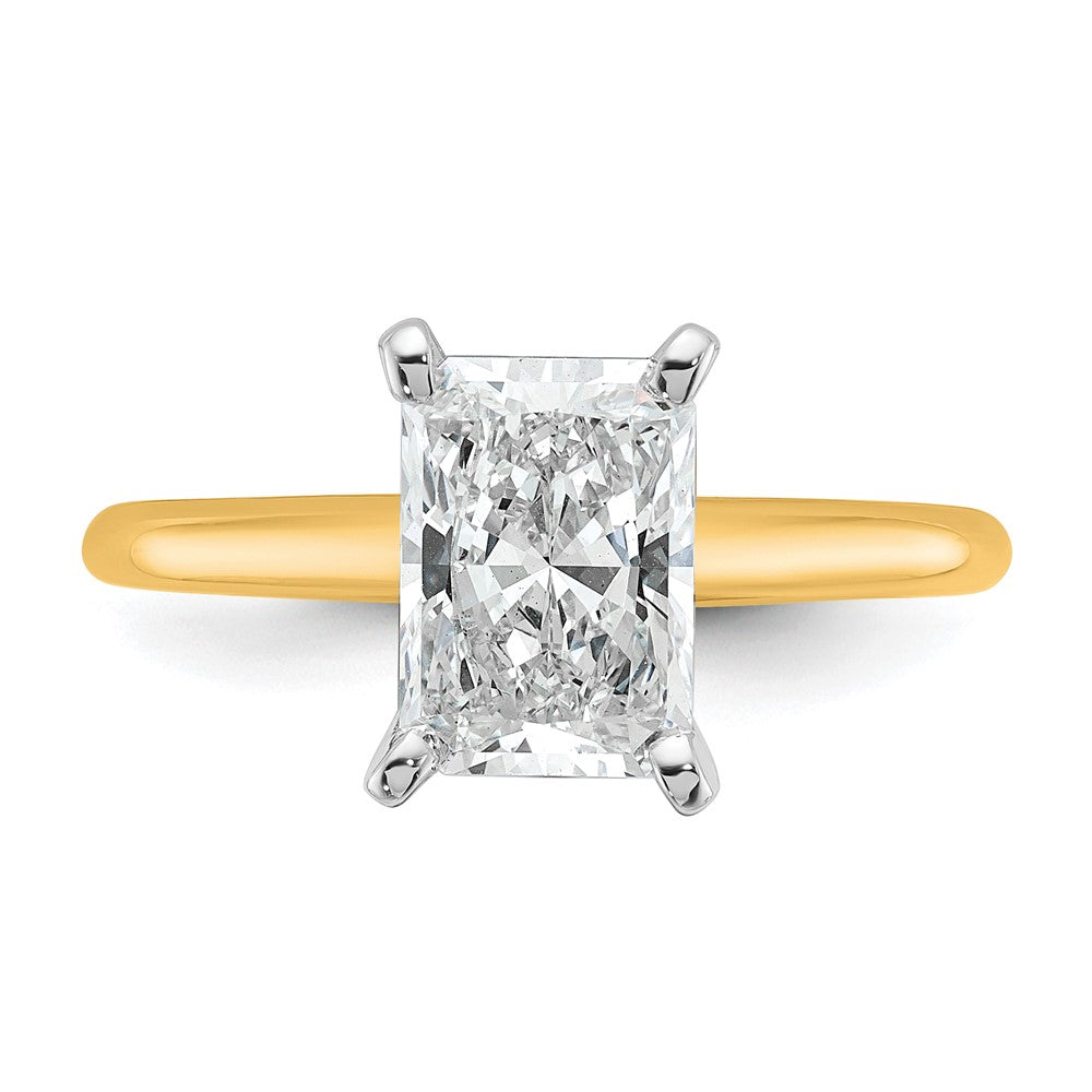 Certified Lab Grown Diamond VS+ F+ Radiant Solitaire Complete Engagement Ring