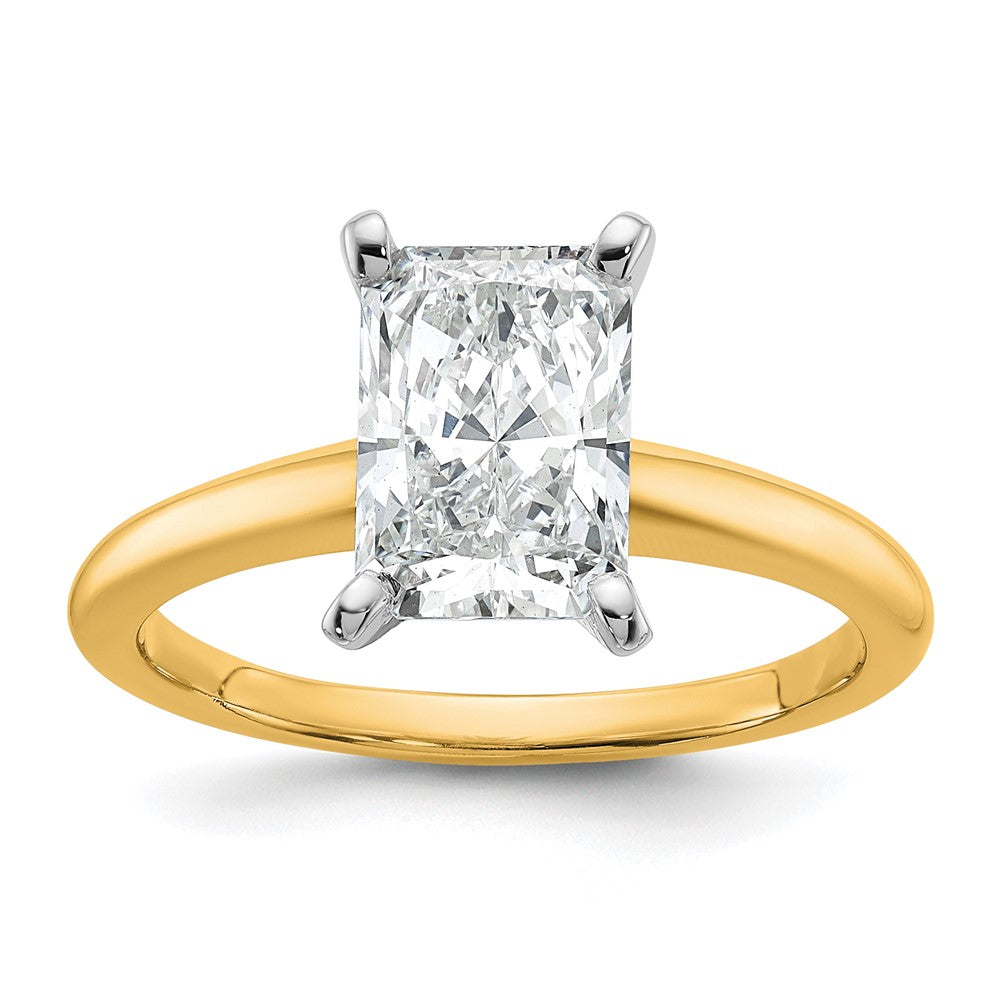 Certified Lab Grown Diamond VS+ F+ Radiant Solitaire Complete Engagement Ring