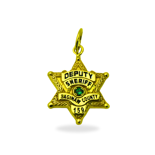 Saginaw County Sheriff Depart Small Badge Pendant - White Gold