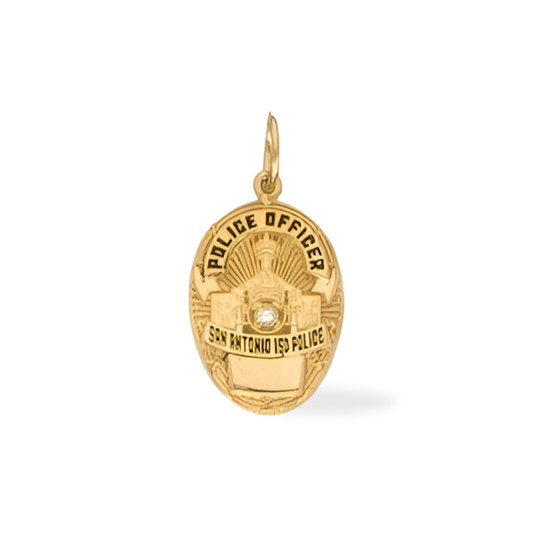 San Antonio ISD Police Dept. Small Badge Pendant - Gold