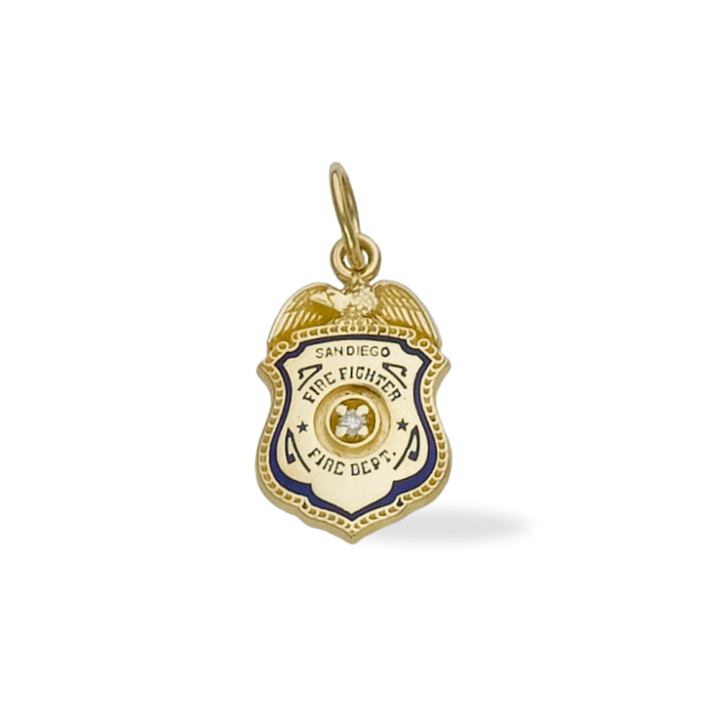 San Diego Fire Department Small Badge Pendant - Gold