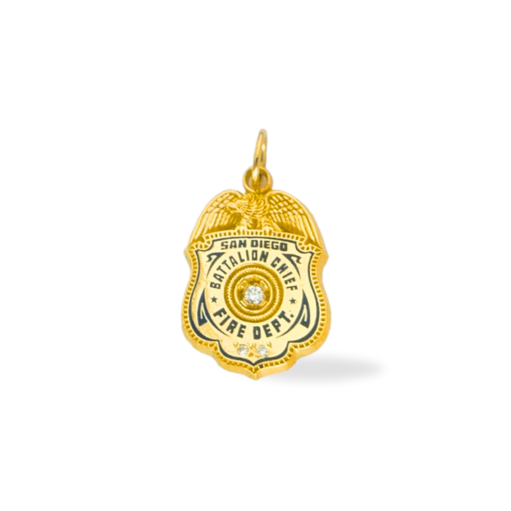 San Diego Fire Department Small Badge Pendant - Gold