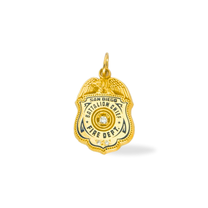 San Diego Fire Department Badge Pendant With Diamond