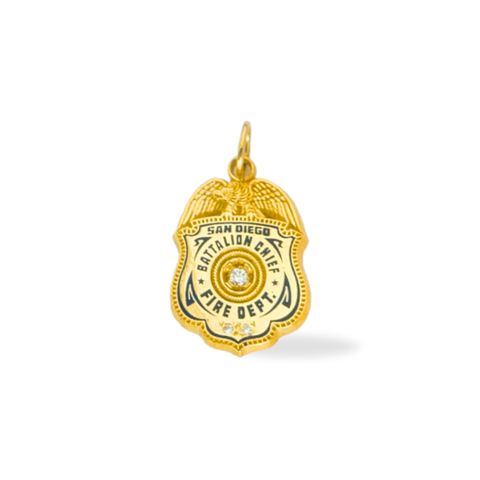 San Diego Fire Department Badge Pendant With Diamond