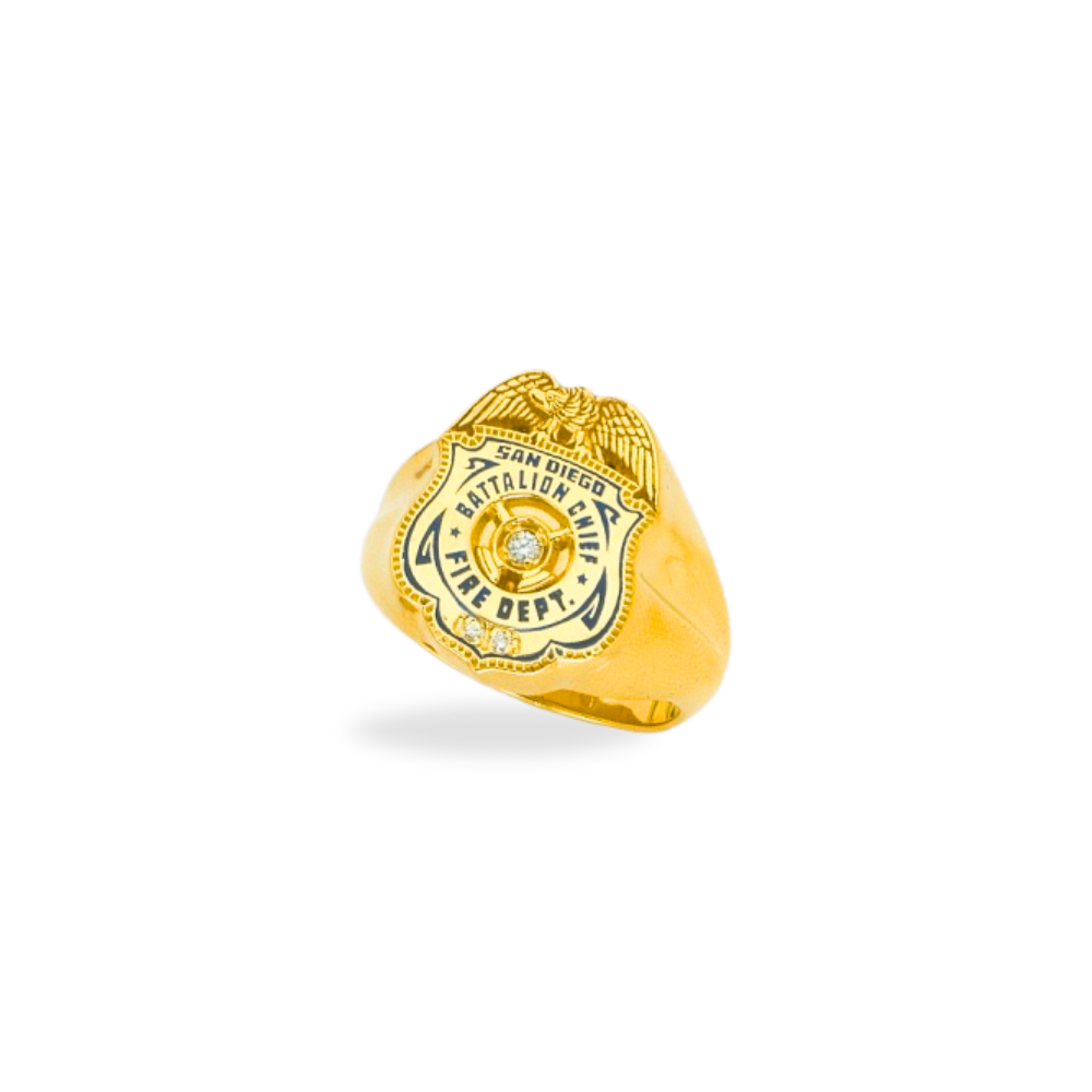 San Diego Fire Dept. Badge Ring With Diamond | Jewelry Factory