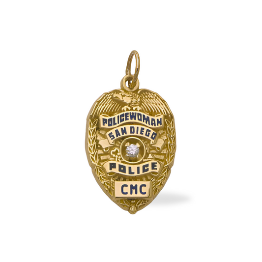 San Diego Police Department Medium Badge Pendant - Gold - Policewoman