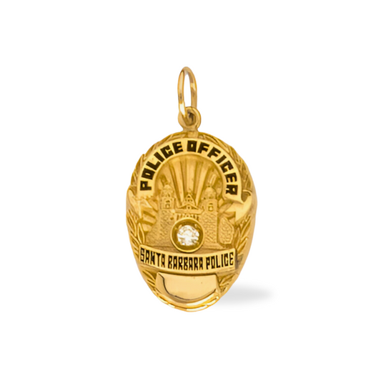 Santa Barbara Police Department Medium Badge Pendant - Gold