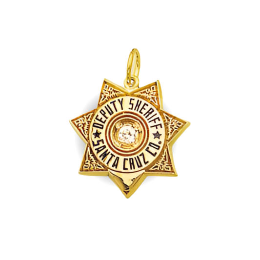 Santa Cruz Sheriff Department Medium Badge Star Pendant - Gold