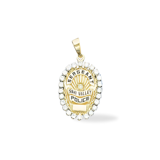 Simi Valley Police Department Small Badge Pendant With Diamond- Gold