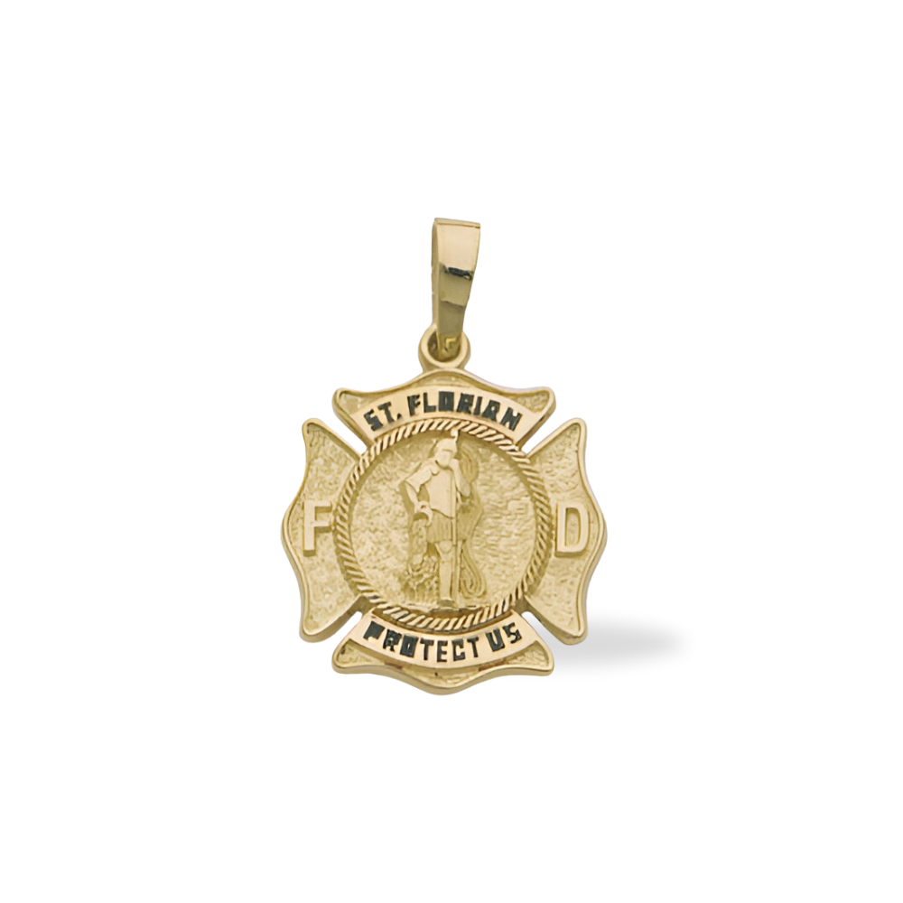 St. Florian 3/4" Small St. Florian 14kt Gold Pendant Medal