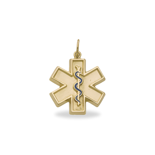 Star Of Life Medical Emergency Pendant Enamel - Gold