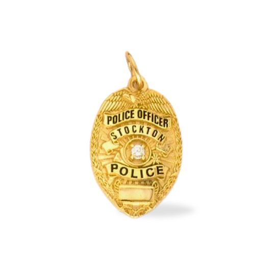 Stockton Police Department Medium Badge Pendant - Gold