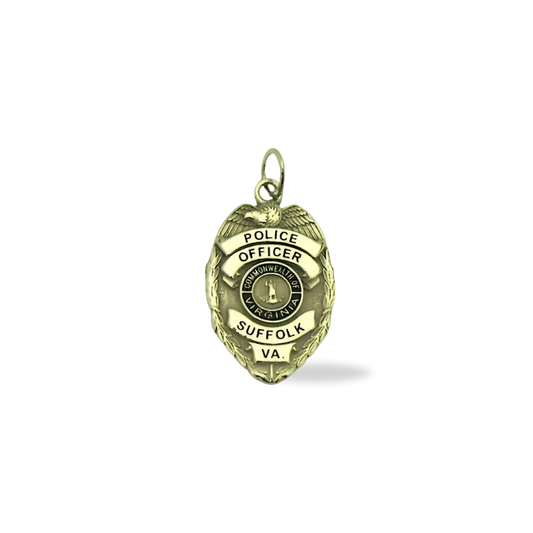 Suffolk VA Police Department Medium Badge Pendant - Gold