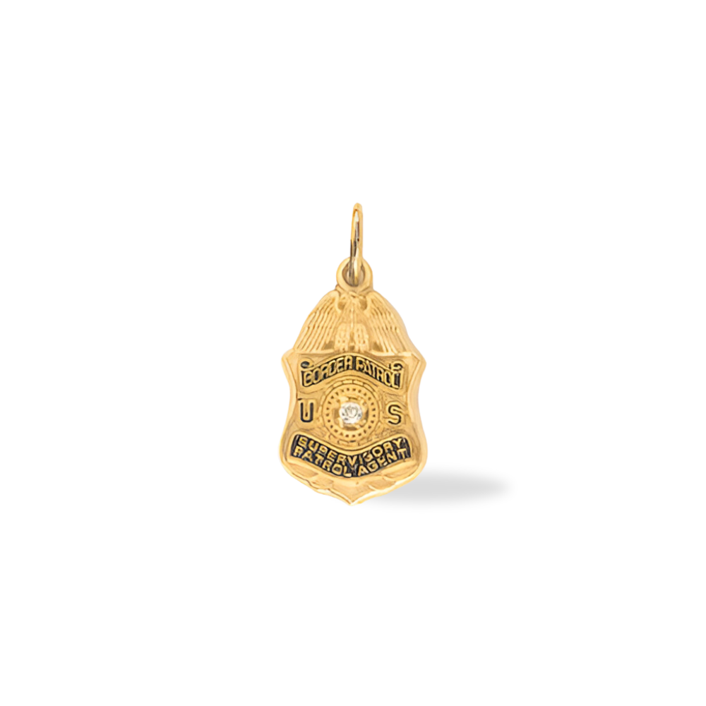US Border Patrol Small Badge Pendant - Supervisory Agent - Gold