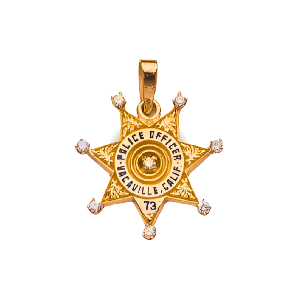 Vacaville Police Department Small Badge Star Pendant With Diamond - Gold