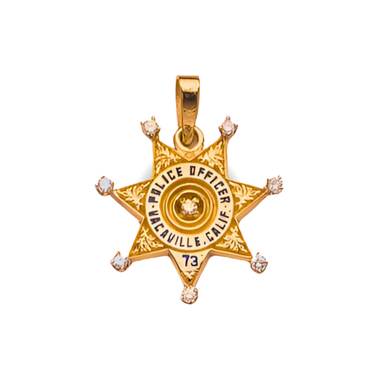 Vacaville Police Department Small Badge Star Pendant With Diamond - Gold