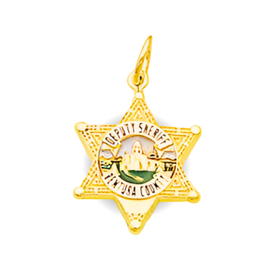 Ventura County Sheriff Department Small Star Badge Pendant With Diamond - Gold