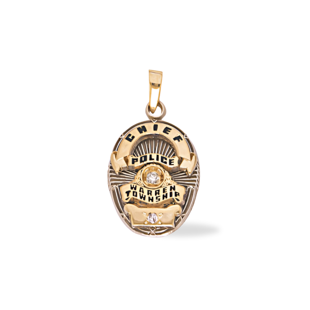 Warren Township Police Department Medium Badge Pendant - Gold & Two-Tone