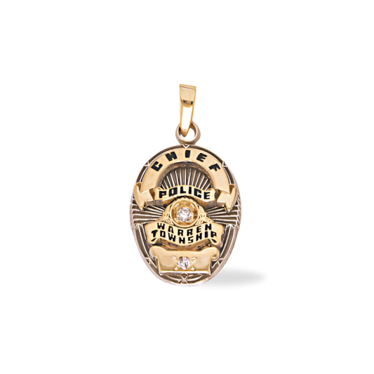 Warren Township Police Department Medium Badge Pendant - Gold & Two-Tone