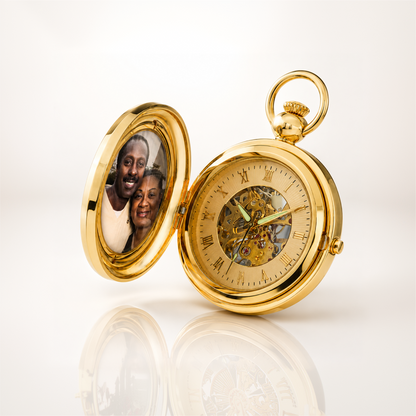Charles Hubert Gold-Plated Half Hunter Photo Frame Mechanical Pocket Watch 3848
